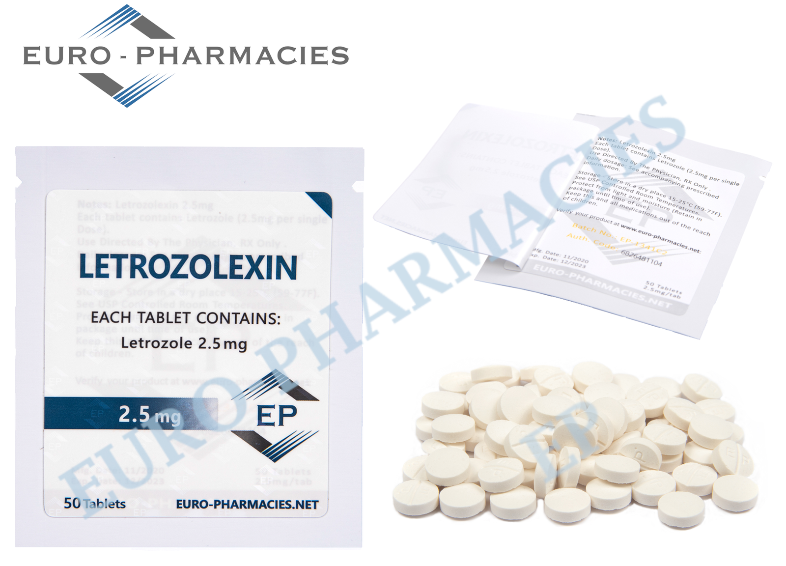 Euro Pharmacies Letrozolexin (Letrozole)- 2.5 mg/tab – 50 tab/bag