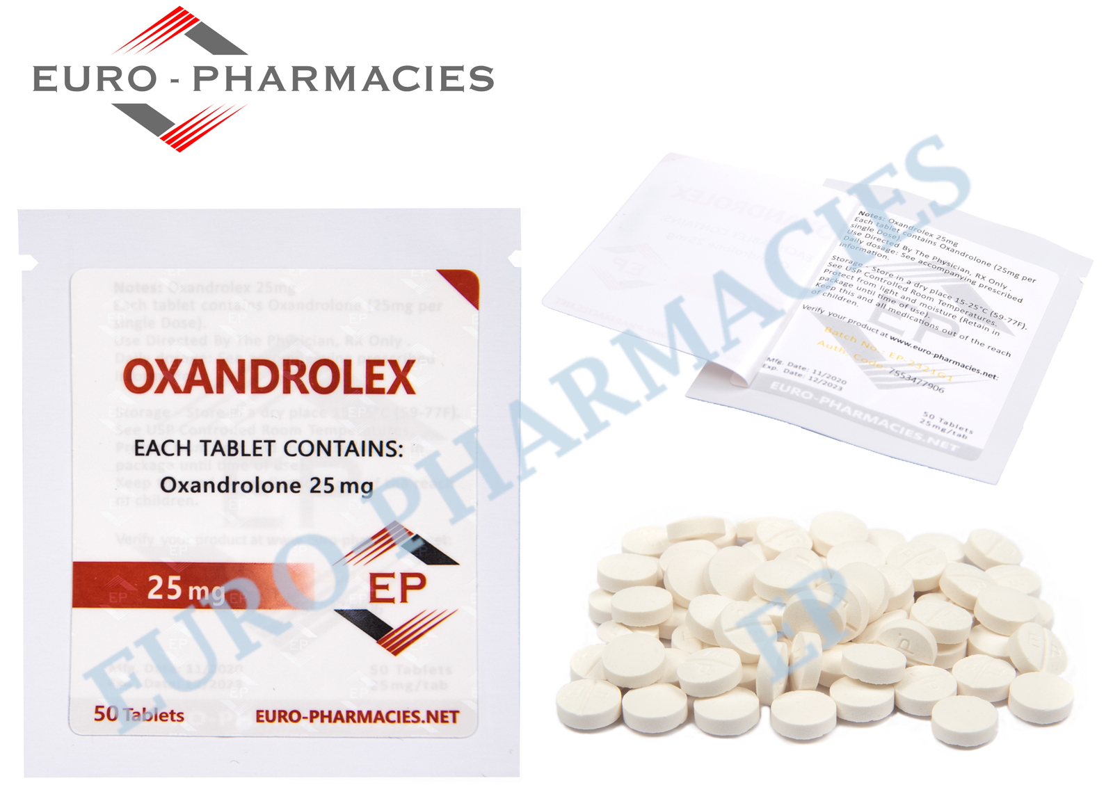 Euro Pharmacies Oxandrolex 25 (Anavar) – 25mg/tab – 50 tab/bag