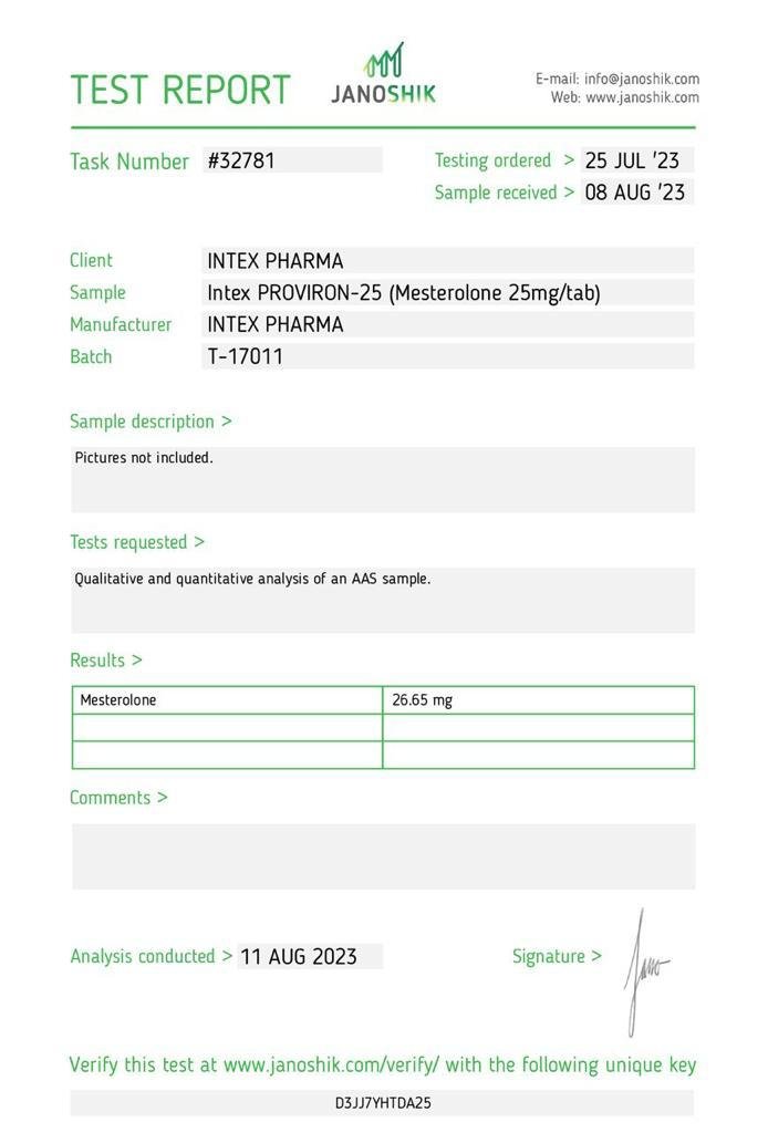 Intex Pharma Proviron 25mg x 60 tabs - Image 2